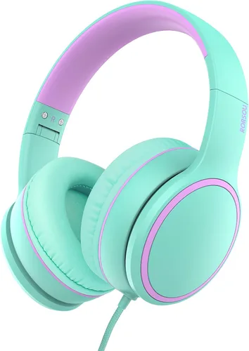 Miniatura 12 de R10 - Auriculares sobre la oreja con micrófono, auriculares de bajos estéreo ligeros y plegables con cable de 1.5M sin enredos, auriculares