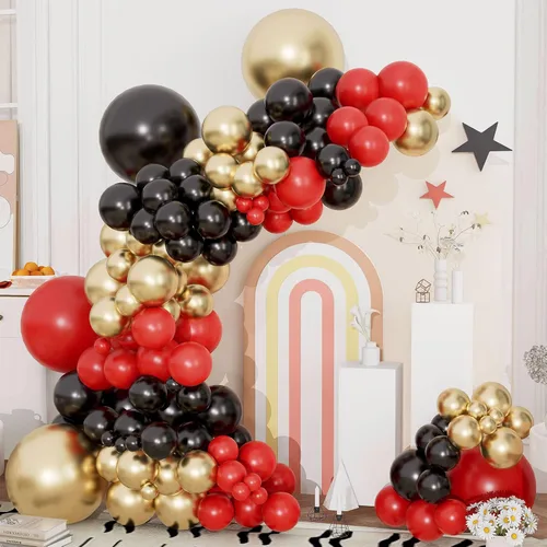 Miniatura 15 de Kit de arco de guirnalda de globos negros y dorados y plateados, 144 piezas de diferentes tamaños, decoraciones de Año Nuevo para Año Nuevo