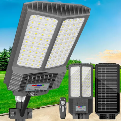 Miniatura 11 de Luz de calle solar loyoele de 8000 W para exteriores, resistente al agua, luz de calle LED solar al aire libre de 120,000 lúmenes 7000 K