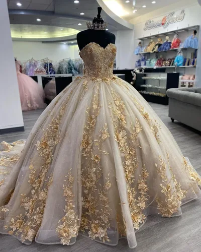 Miniatura 5 de Zhangyo Vestidos de quinceañera sin tirantes, vestido de baile hinchado dulce 16 vestidos para adolescentes, vestidos de novia para mujeres CXL087