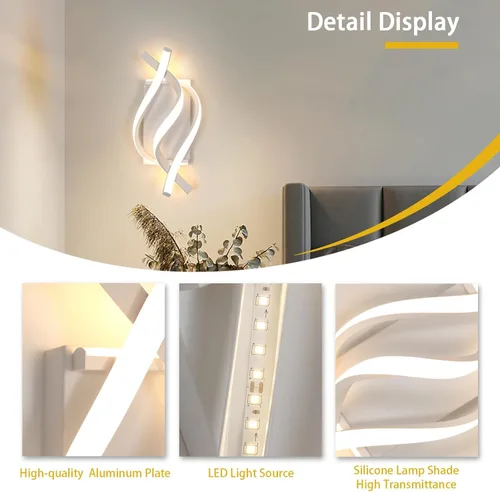 Miniatura 5 de Aplique de pared, apliques LED de 21 W, iluminación de pared para interiores, luces de pared para dormitorio, sala de estar, restaurante, pasillo