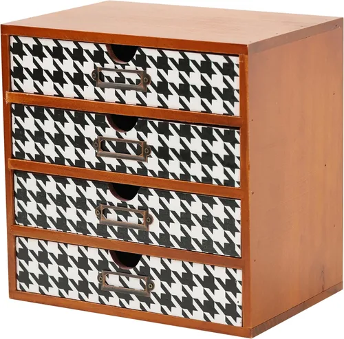 Miniatura 20 de Organizador de escritorio de madera verde bohemio con cajones, caja de almacenamiento de escritorio de 4 cajones, organizador de escritorio de Boho