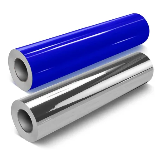 VViViD DECO65 - Paquete de 2 rollos de vinilo para manualidades, 2 rollos de 7 x 11.8 pulgadas (cromo plateado brillante + azul brillante brillante)