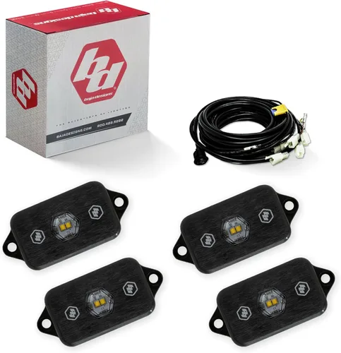 Kit de luz LED para roca Baja Designs - 4 piezas. LED con arnés de cableado (blanco)