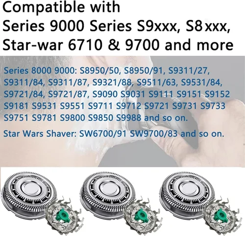 Miniatura 2 de SH90/72 - Cabezales de repuesto compatibles con afeitadoras eléctricas Philips Series 9000 8000 SH90/62, cabezales de repuesto compatibles
