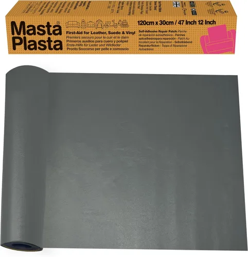 Miniatura 9 de MASTAPLASTA Cinta de reparación de cuero original, color gris pardo, 60 x 4 pulgadas (59.1 x 3.9 in). Calidad de tapicería. Parche de reparación