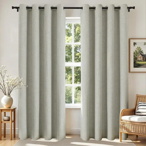 Miniatura 16 de Joydeco Cortinas opacas de 84 pulgadas de largo, 2 paneles burg, cortinas de oscurecimiento de habitación para dormitorio, cortinas térmicas Negro