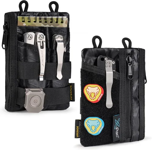 VIPERADE VE18 EDC Bolsa, Organizador de Bolsillo para Hombres, Organizador de Bolsillo EDC, 3 Ranuras con 2 Bolsillos con Cremallera, Bolsa