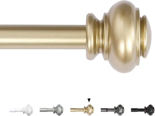 Miniatura 12 de H.VERSAILTEX - Cortinero para ventana ajustable y decorativo de 3/4 pulgadas de diámetro, para una sola ventana, con remates clásicos Negro