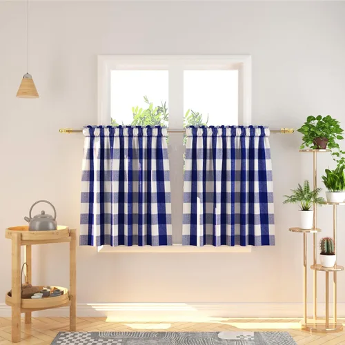 Miniatura 206 de Cenefas de cortina para ventana de 16 pulgadas de largo, 2 paneles de cuadros búfalo, cortinas pequeñas con bolsillo para barra, estilo clásico