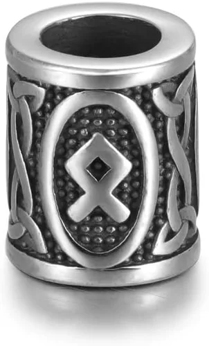 Miniatura 13 de 5 cuentas vikingas de acero inoxidable, cuentas espaciadoras de metal, cuentas espaciadoras de agujero grande, cuentas de tubo de plata antigua