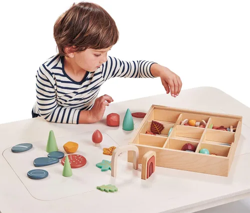 Miniatura 6 de Tender Leaf Toys My Forest Floor - Bandeja de madera abierta para Tinker con compartimentos extraíbles, juguete Montessori para juegos imaginativos