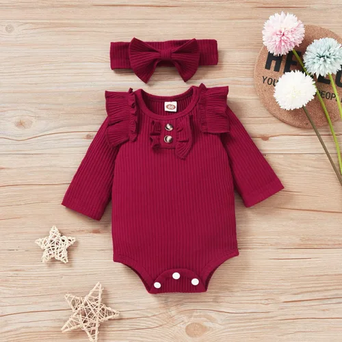 Miniatura 3 de Aalizzwell Conjunto de mameluco acanalado para bebés y niñas prematuros, para otoño e invierno