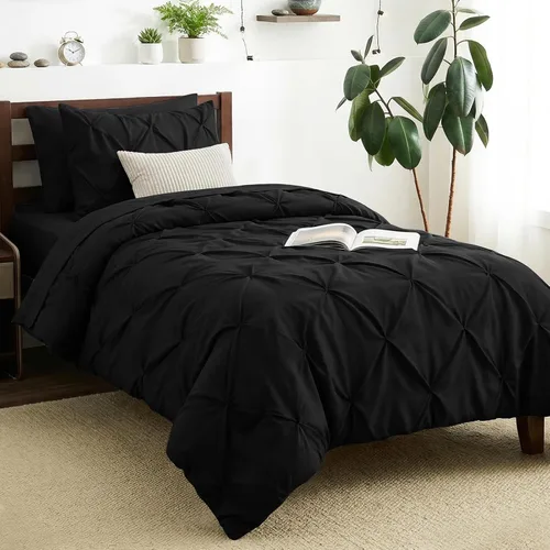 Miniatura 54 de CozyLux - Juego de ropa de cama con pliegues plisados de 7 piezas en una bolsa; edredón tamaño King para todas las estaciones, sábanas, fundas