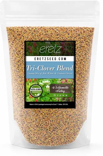 Tri-Clover de Eretz - Mezcla de tres partes de tréboles que proporcionan belleza, cobertura y atractivo natural. Sin recubrimientos ni rellenos,