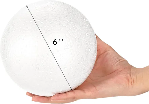 Miniatura 2 de Lyellfe Paquete de 6 bolas de espuma para manualidades, bolas redondas de espuma de poliestireno de 6 pulgadas para proyectos de arte de bricolaje