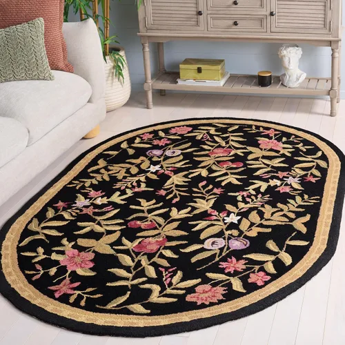 Miniatura 22 de SAFAVIEH Chelsea Collection - Alfombra decorativa de 1 pies 8 pulgadas x 2 pies 6 pulgadas, color negro, lana de campo francesa enganchada a mano