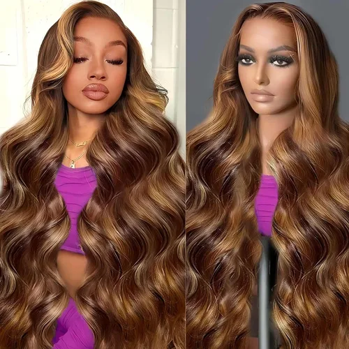 Miniatura 24 de QZOQZO Pelucas de encaje frontal 13x6 de cabello humano, prearrancadas, densidad del 180%, onda corporal, HD, frontal de encaje, sin pegamento