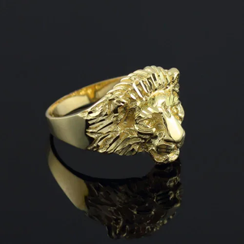 Miniatura 2 de Animal Kingdom - Anillo de oro de 14 quilates con cabeza de león