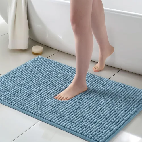 Miniatura 23 de FRESHMINT Alfombra de baño de felpilla gruesa y grumosa, 17"x24", alfombrilla de baño antideslizante, accesorio decorativo suave, linda alfombrilla