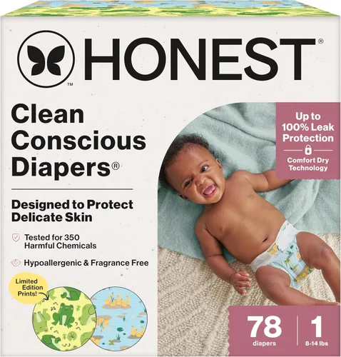 Miniatura 16 de The Honest Company Clean Conscious - Pañales para pieles delicadas, hasta un 100% a prueba de fugas, hipoalergénicos, sin fragancia, género neutro