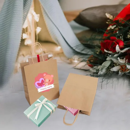 Miniatura 5 de Joybe Paquete de 50 bolsas pequeñas de papel marrón de 5.95 x 3.25 x 8 pulgadas con asas a granel, bolsas de regalo de papel kraft para fiestas