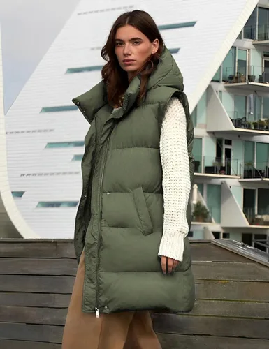Miniatura 3 de Fiona Jolin Chaleco largo acolchado con capucha para mujer, abrigos de invierno acolchados sin mangas, chaquetas hinchadas