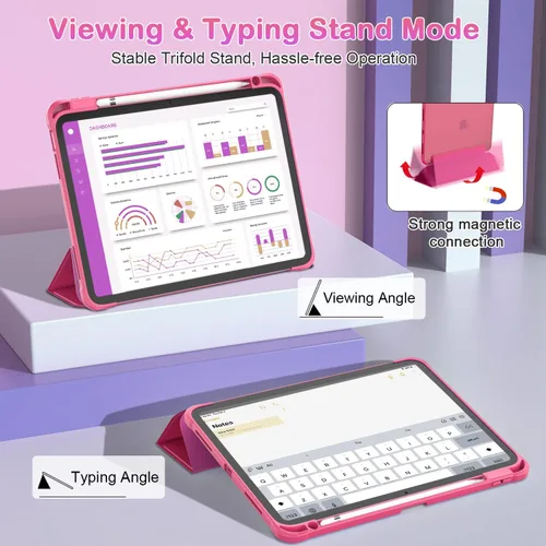 Miniatura 3 de OKP Funda para iPad de 11ª generación de 11 pulgadas (A16) 2025, para iPad de 10.9 pulgadas de 10.ª generación 2022, funda protectora delgada y Rosa