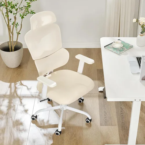 Miniatura 6 de Silla de oficina ergonómica, sillas de escritorio de oficina de malla para el hogar, silla de oficina con respaldo alto de 330 libras, silla Beige