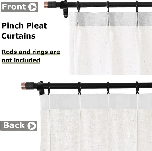 Miniatura 2 de Frelement Cortinas de lino sintético con forro opaco para dormitorio, cortinas plisadas para barra transversal para puerta de sala de reuniones