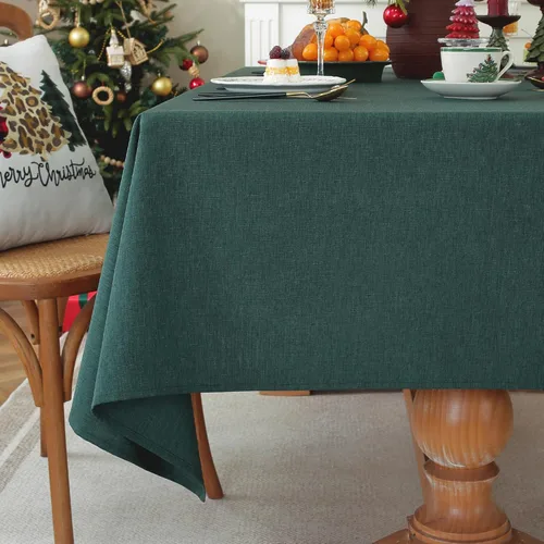 Miniatura 16 de Laolitou - Mantel cuadrado de lino impermeable texturizado negro, manteles lavables sin arrugas a prueba de derrames para mesa de comedor