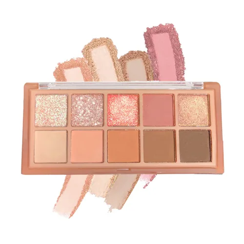 Paleta de sombra de ojos de 10 colores, sombra de ojos mate y purpurina, maquillaje de textura aterciopelada, paleta de sombra de ojos desnuda,