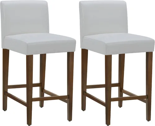 Miniatura 26 de CHITA Juego de 2 taburetes de bar de altura de mostrador, taburetes de bar tapizados de altura de asiento de 27 pulgadas, cuero sintético en negro