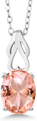 Miniatura 70 de Gem Stone King Collar de plata de ley 925 con piedra natal ovalada de 0.354 x 0.276 in Collar con colgante solitario para mujer Con cadena