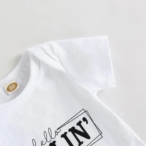 Miniatura 33 de Sejardin Ropa de verano para bebé y niña, recién nacida, manga corta, con letras, mameluco elástico con diadema