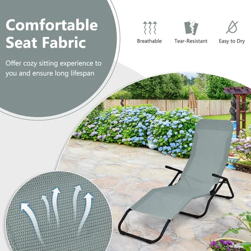 Miniatura 8 de Giantex Juego de 2 tumbonas para patio, sillas de jardín plegables y apilables con diseño mecedor, tumbona de bronceado ligera y portátil