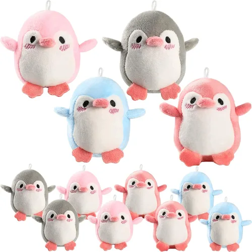 Miniatura 9 de Kasyat 12 llaveros de pingüino de peluche a granel para el día de la madre, lindos juguetes pequeños para bebé, muñequera, bolsa colgante, regalo
