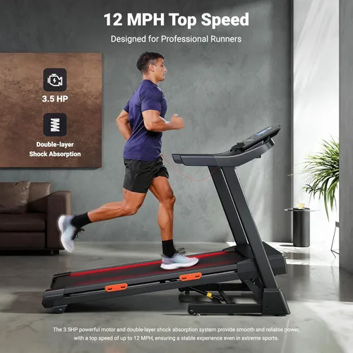 Miniatura 3 de THERUN Cinta de correr con inclinación automática al 20%, motor de 12 MPH y 3.5 HP, cinturón de correr grande de 55 x 20 pulgadas con consola