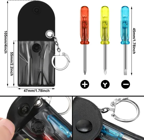 Miniatura 2 de Jutom Juego de 20 mini destornilladores y llaveros a granel, incluye 3 mini destornilladores en una bolsa portátil con broche con gancho a granel