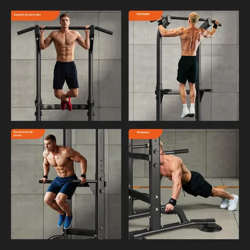 Miniatura 7 de SogesPower Power Tower Estación de Fondos Barra de Dominadas para Gimnasio en Casa con Altura Ajustable Equipo de Entrenamiento de Fuerza, Estación