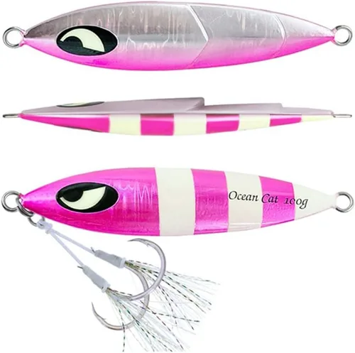 Miniatura 20 de OCEAN CAT 1 PC Señuelos de Pesca de Pitch de Caída Lenta Hundimiento Plomo Metal Jigs Planos Cebos de Jigging con Anzuelo para Pesca en Agua Salada