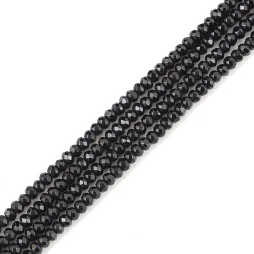 Adabele - 1 hebra de piedras preciosas curativas de cuarzo negro azabache natural de 0.118 pulgadas (0.118 in), pequeñas cuentas de piedra sueltas