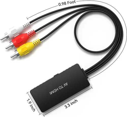 Miniatura 7 de Convertidor RCA macho a HDMI, adaptador compuesto CVBS AV a HDMI, interruptor de salida Full HD 720P/1080P para DVD, STB, VCR