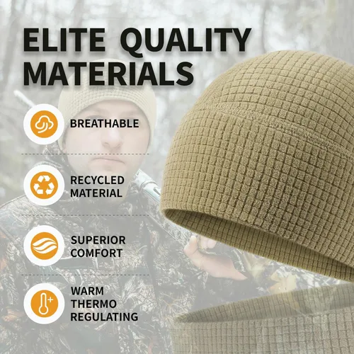Miniatura 3 de 2 Pack Grid Fleece Beanie Watch Cap Waffle Beanie Tactical Army Military Skull Cap, All Weather Beanie