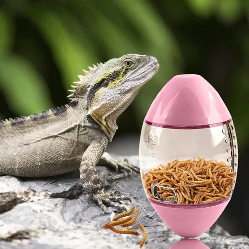 Miniatura 7 de ALI2 Lizard & Gecko - Juguetes de enriquecimiento interactivos con forma de rugby para dragones barbudos, lagartos y animales pequeños Rosado