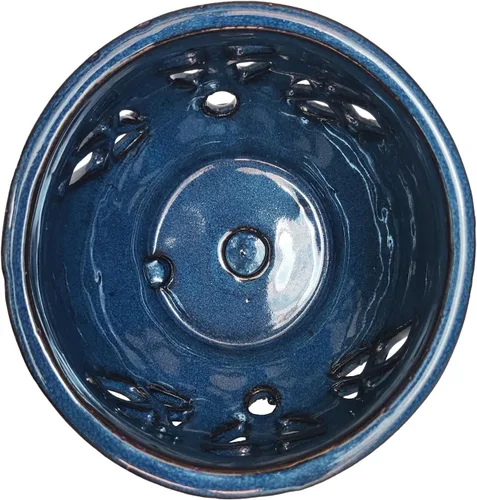 Miniatura 5 de W&W Maceta de orquídeas con agujeros y platillo para trasplantar, azul, 6.5 pulgadas