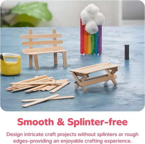 Miniatura 3 de GUSTO [1000 unidades] Palitos de madera multiusos de 4.5 pulgadas para manualidades, hielo, helado, depilación y depresor de lengua