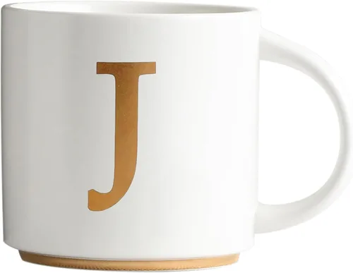 Miniatura 29 de COLLECTIVE HOME - Tazas de cerámica con monograma, tazas de café con inicial dorada de 15 onzas, elegantes tazas de té del alfabeto, elegante taza p