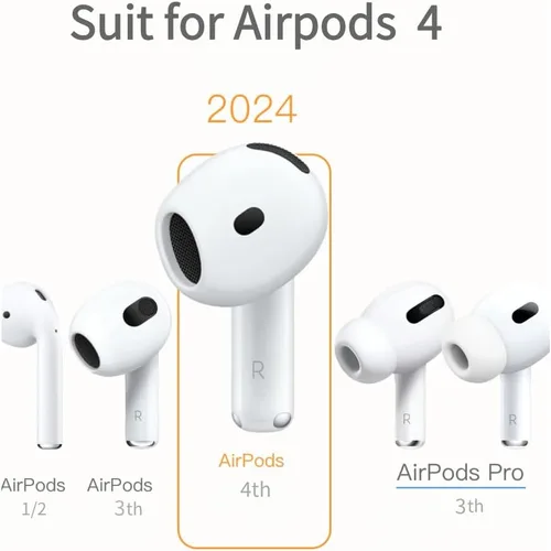 Miniatura 5 de 6 pares de fundas para los oídos para AirPods 4, antideslizantes, accesorios deportivos ultra finos de silicona suave para auriculares compatibles
