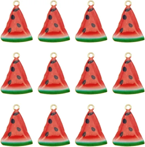 Miniatura 6 de JJG Race - Juego de 40 dijes chapados en oro surtidos de limón, sandía, naranja, fresa, manzana, delicados, colgantes de frutas para aretes
